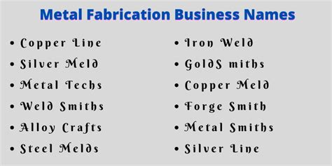 metal fabrication shop names|metal fabrication business names.